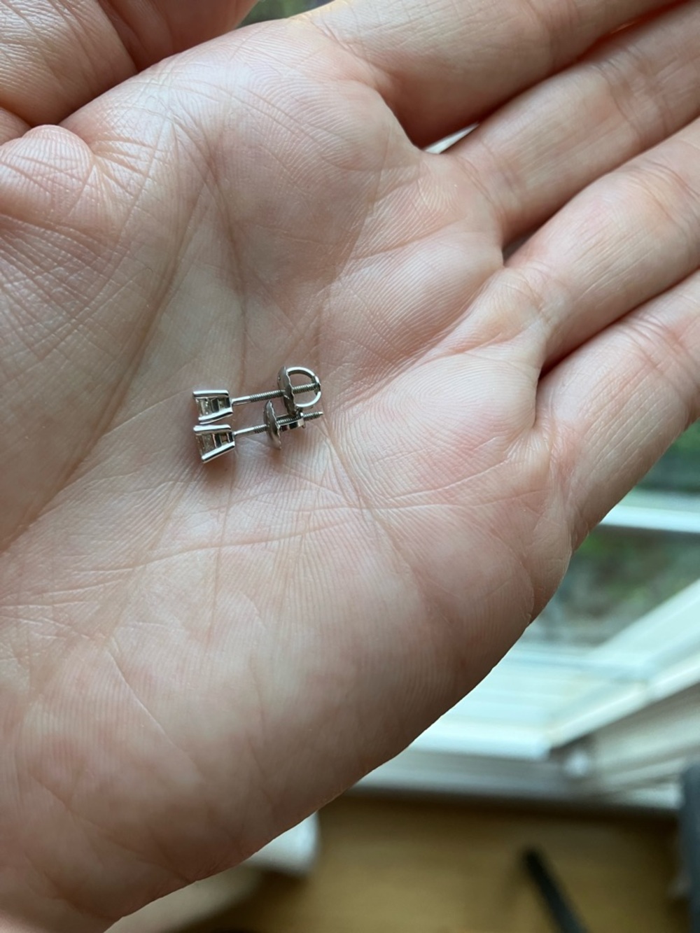 Classic 14k White Gold Diamond Earrings - Picture 3 of 4